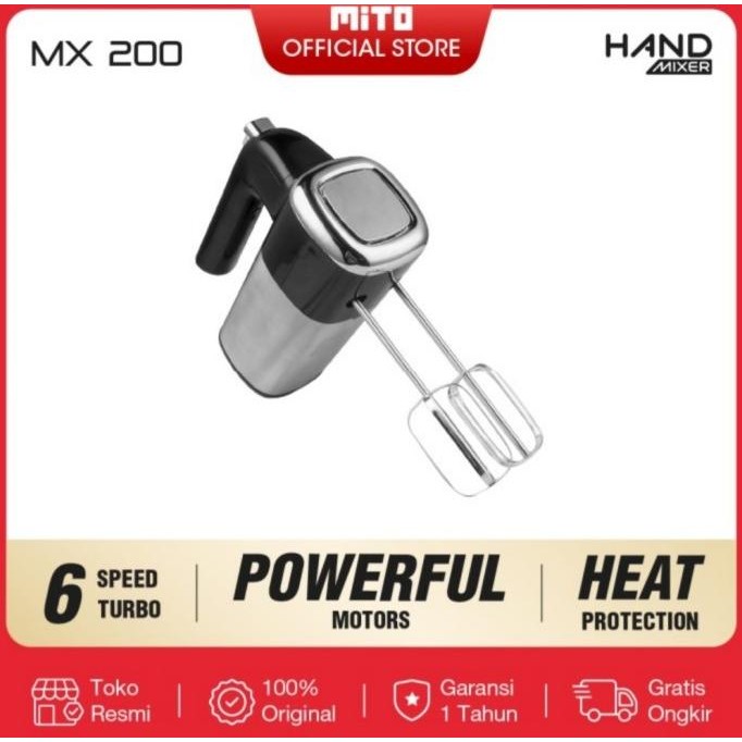 Baru Hand Mixer Mito MX 200 Mixer Tangan Mito 200 Mitochiba Stainless Turbo