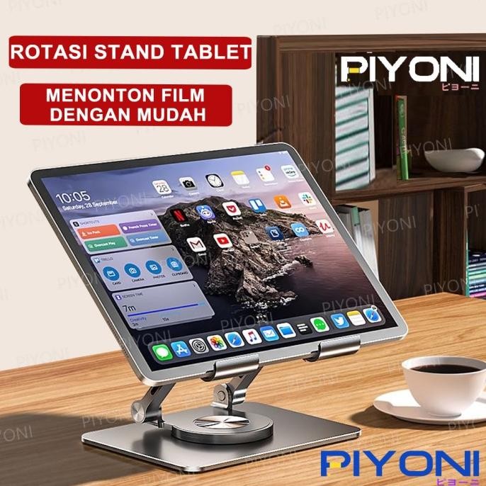 TERBARU PIYONI ALUMINIUM TABLET STAND,SWIVEL TABLET STAND WITH 360 ROTATING BASE, ADJUSTABLE TABLET 