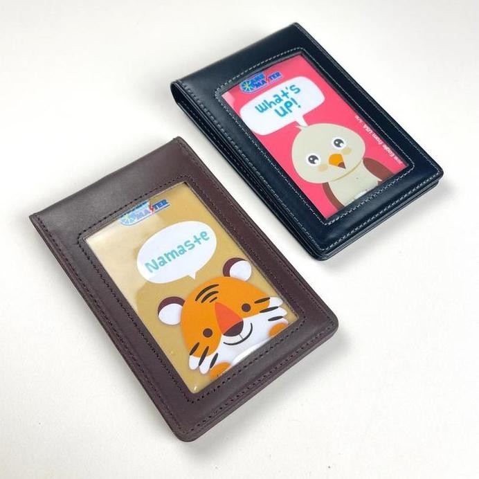 

ID card holder kulit asli model selip saku magnet murah