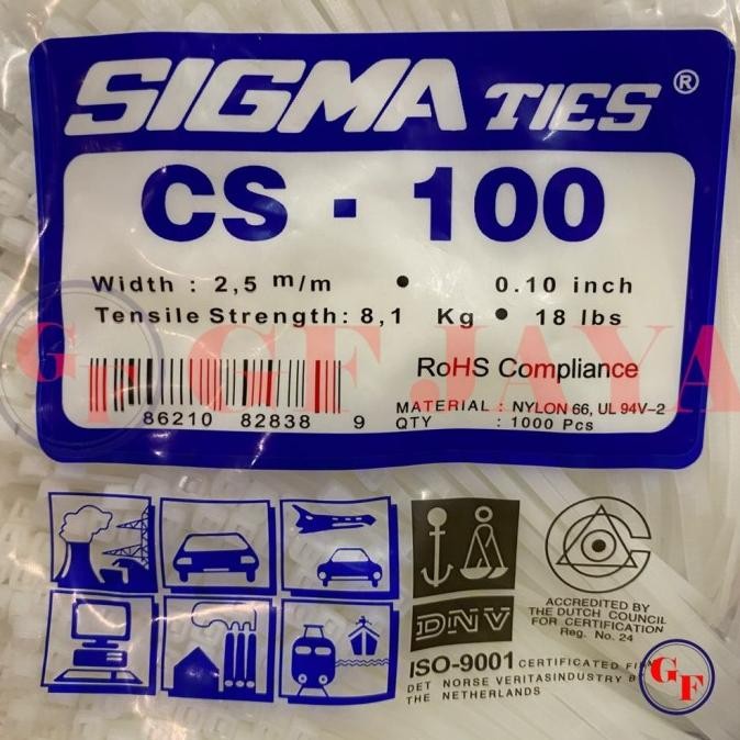 

Kabel Ties Sigma CS 100 isi 1000 / 10cm Putih CS100 Cable Tie White murah