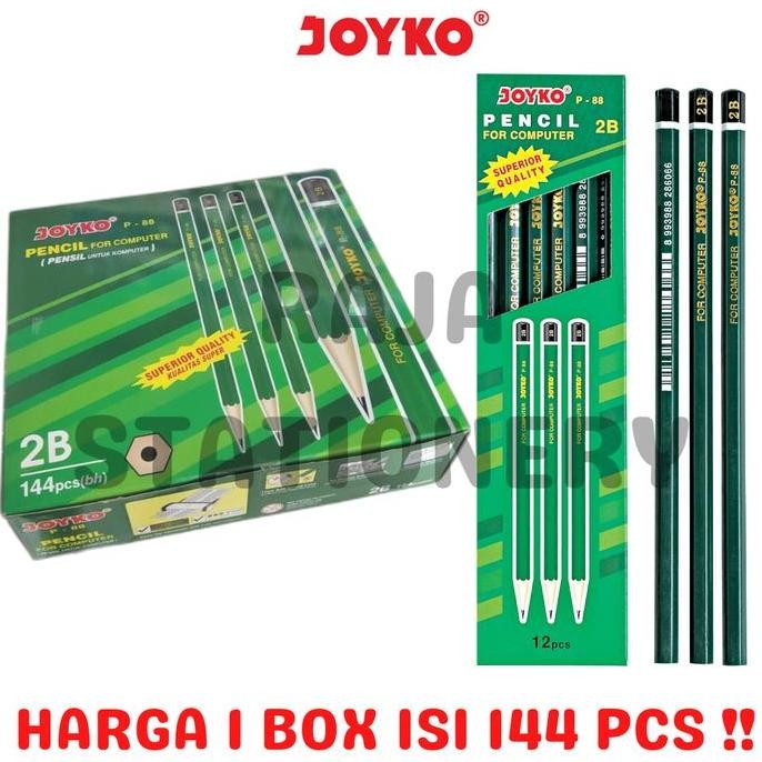 

PENSIL KAYU JOYKO P88 PENCIL 2B KOMPUTER UJIAN GROSIR P-88 GROSS BOX [144PCS]