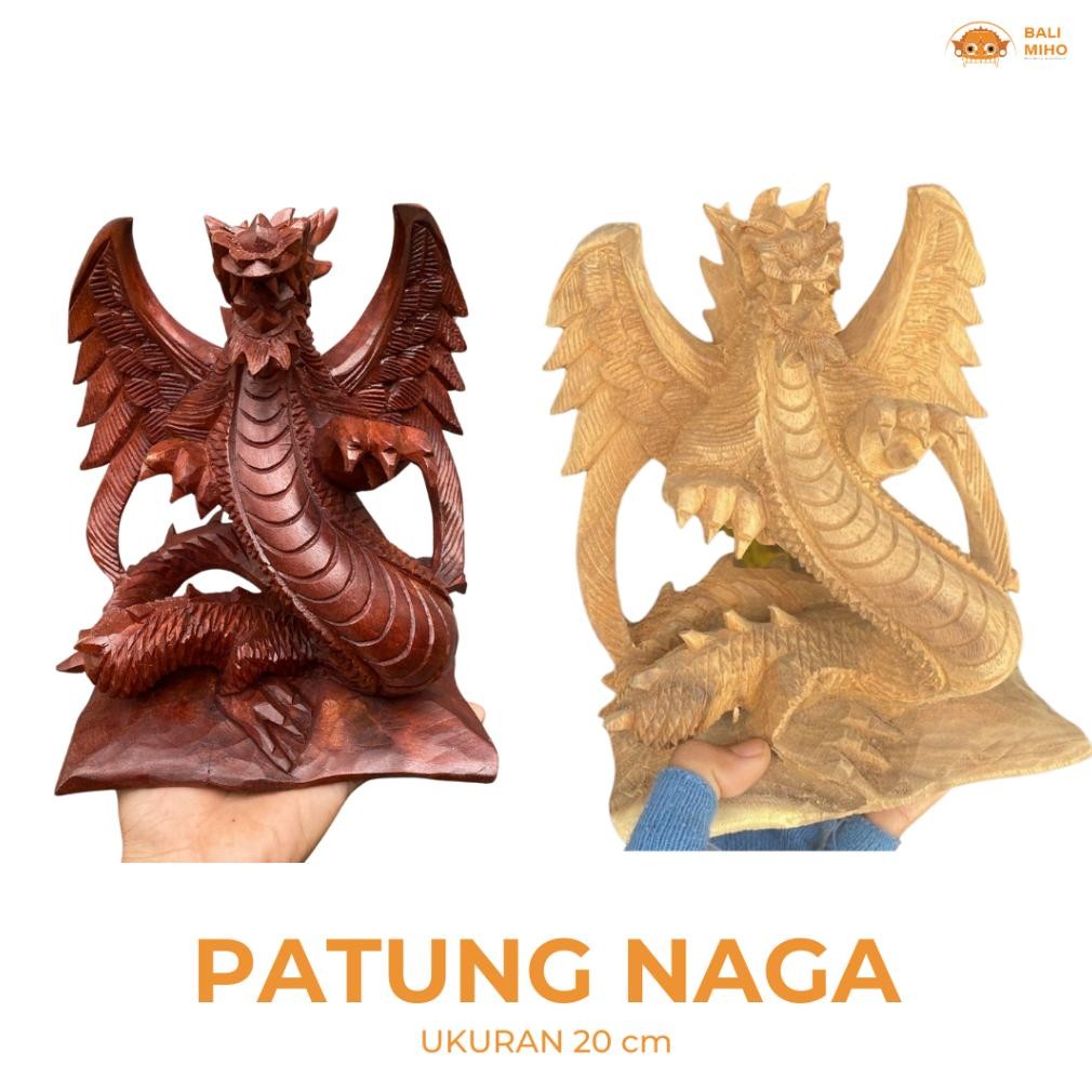 Living Patung Naga 20Cm - Kerajinan Tangan Bali Patung Kayu - Patung Kayu Naga - Dekorasi Kayu - Dek