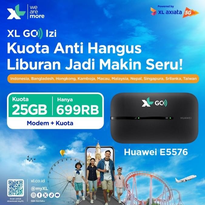 Murah Modem Mifi Huawei XL Go Izi E5576 XL 20GB XLPass Lite 1th 10 Negara Non COD