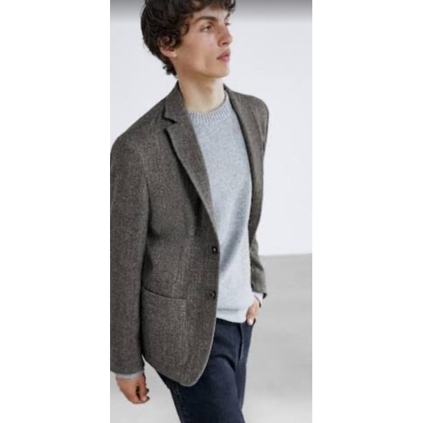 new  Original Massimo Dutti Herringbone Men's Casual Blazer - Men's Layering Piece - Outer Luaran Pr