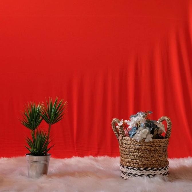 KAIN BACKDROP BACKGROUND KAIN DEKORASI KAIN FOTO MERAH TERANG 3.3M murah