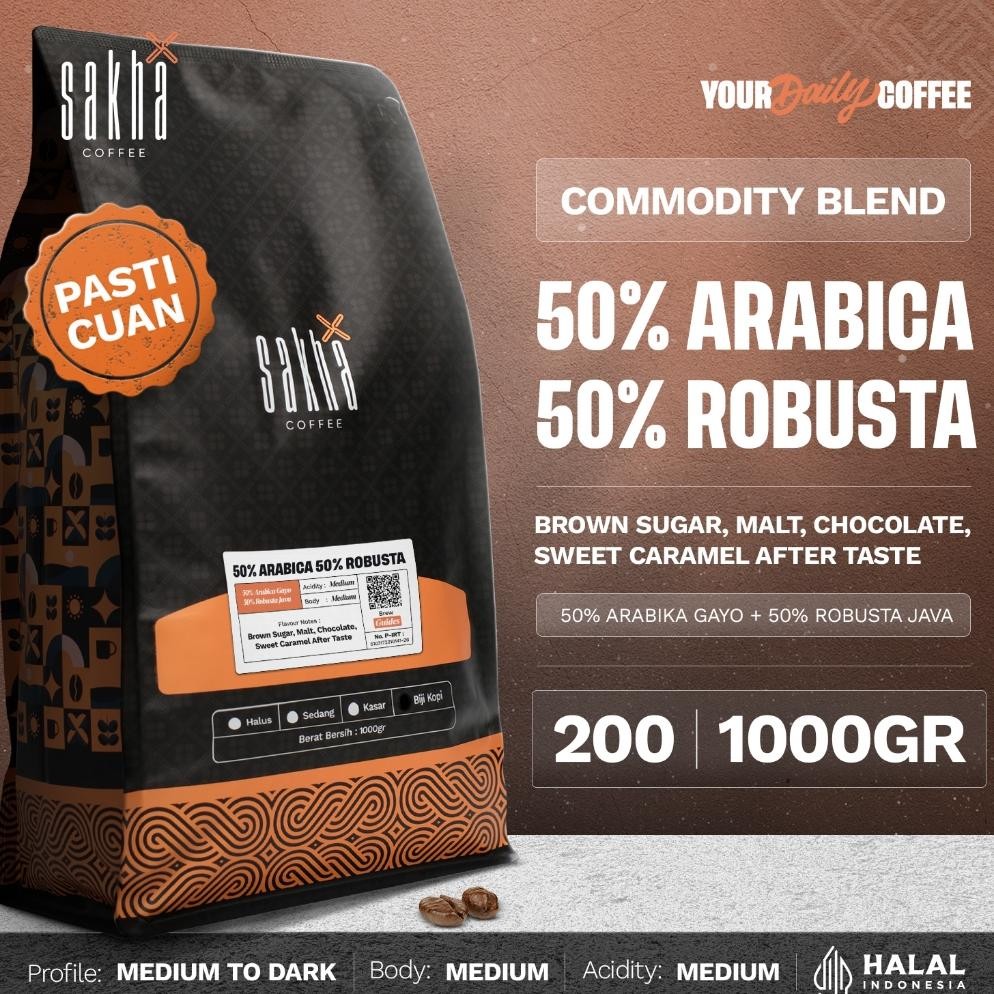 

BIJI KOPI 50% ARABICA Ekonomis Espresso Blend By Sakha Coffee Roastery