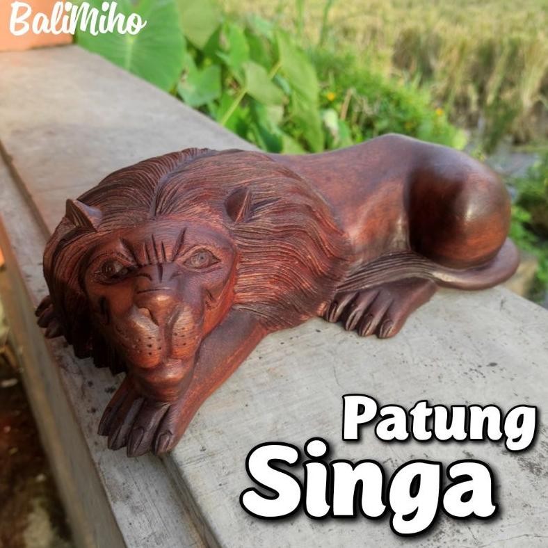 Living Patung Singa Kayu/Patung Singa/Patung Macan/Patung Unik/Dekorasi/Pajangan Singa/Miniatur Sing