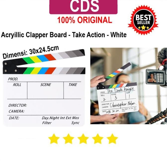 

HARGA DISC - Rajawali Clapper Board/Papan Slate Take Action - Acrylic - Putih