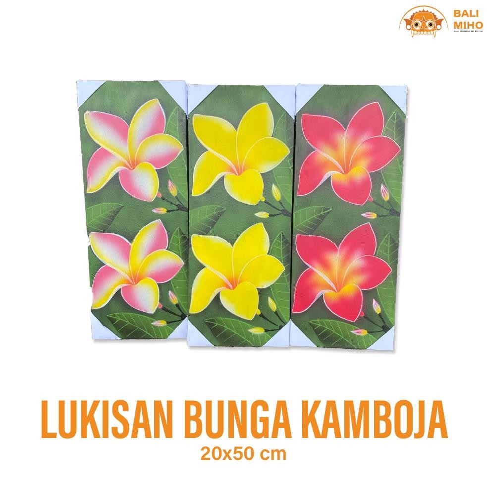 Living Lukisan Bunga Kamboja 20 X 50 Cm - Lukisan Bunga Jepun Bali - Lukisan Bunga Frangipani - Luki