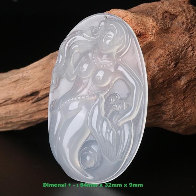 TERBARU - liontin white jade stone ukiran PUTRI DUYUNG