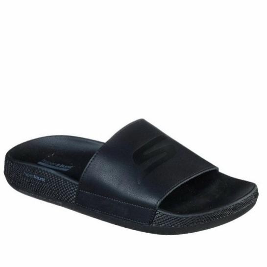 Skechers Sendal Pria slip on Skechers Hyper Slide Leather Black