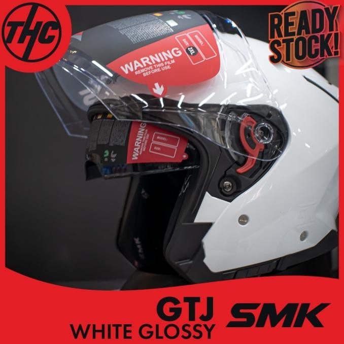 Helm Smk Gtj White Glossy Half Face Helmet Smk - Asli