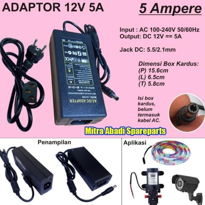 Adaptor 12V 5A 60W / 12 Volt 5 Ampere 60 Watt