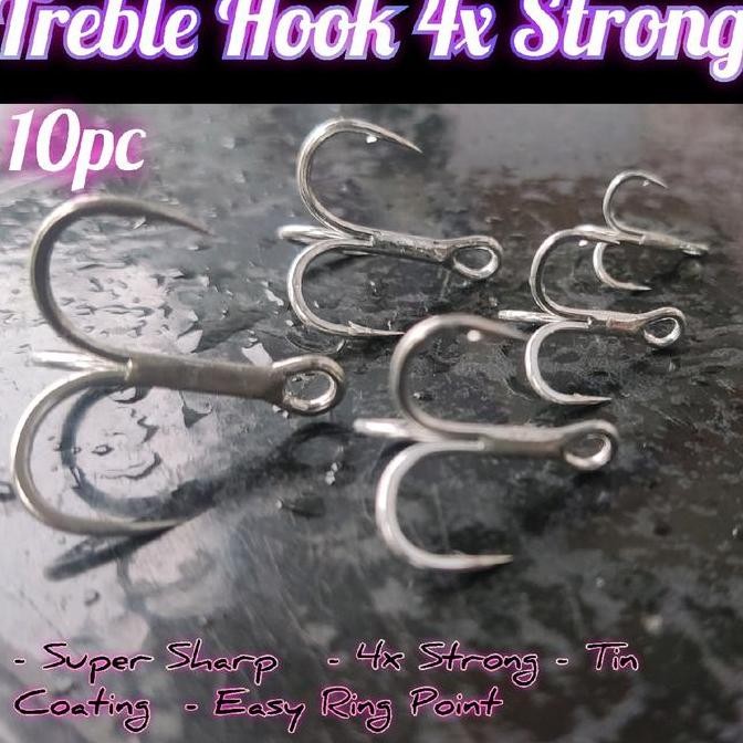 10Pc Treble Hook Bkb 4X Strong Tin Coating Murmer Co
