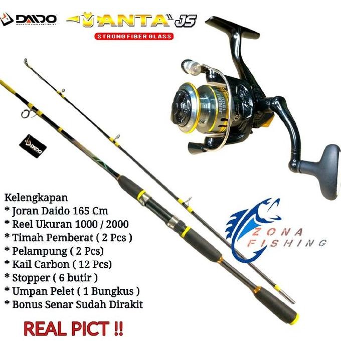 Fullset Pancing Joran Daido Japan Style 165 Cm Reel Jirou 1000 2000 Siap Pakai Co