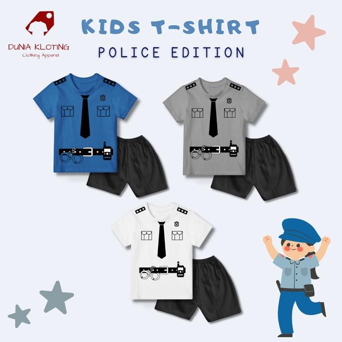 TERBARU - Baju Kaos Celana Anak laki-laki cewe Custom Set POLISI PREMIUM Cotton