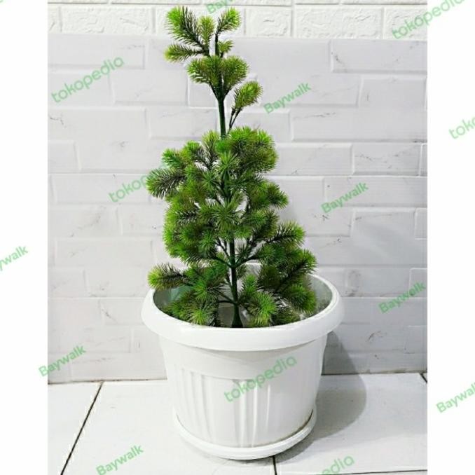 Produk Baru Pot + tatakan Tanaman Plastik Besar 40 Putih Tebal pot + alas 40 bunga