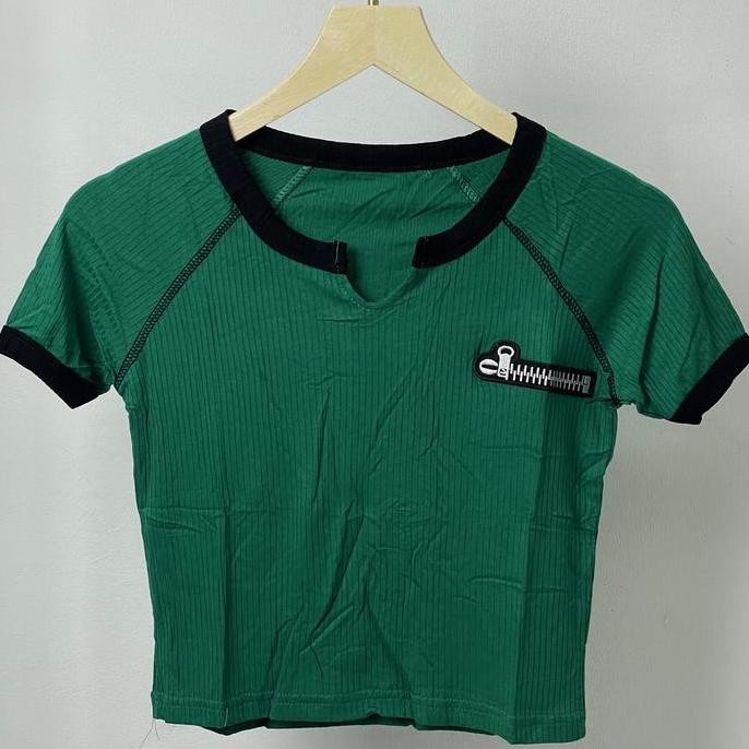 CROP TOP ZIPPER RIB WANITA / ATASAN CROP ZIPPER WANITA 5113 TERMURAH