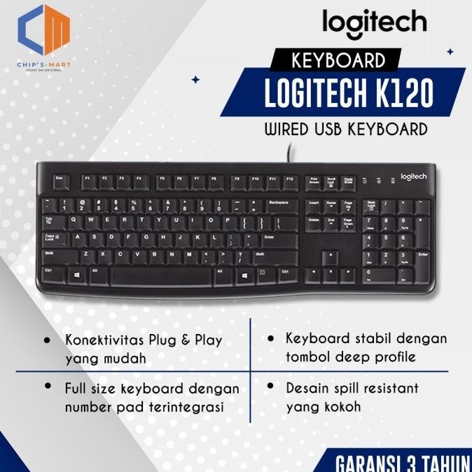 LOGITECH K120 Keyboard USB 100% Original