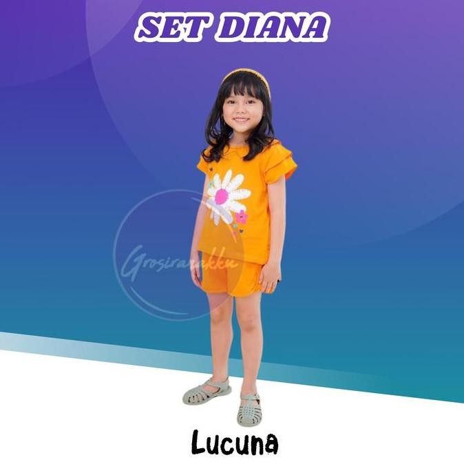 ready setelan anak perempuan cewek diana lucuna warna kunyit size 1-5 tahun katun bayi katun bayi pa