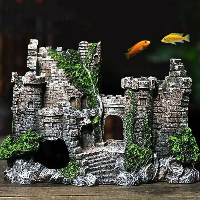 hiasan aquarium kastil puri tua, dekorasi aquarium kastil puri tua, ornament aquarium kastil, hiasan