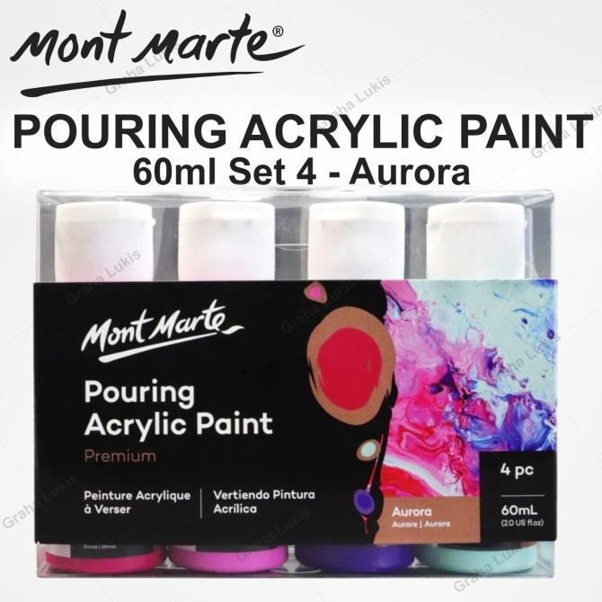 

BEBAS ONGKIR - Mont Marte Premium Pouring Acrylic Paint 60ml (2oz) 4pc Set - Aurora