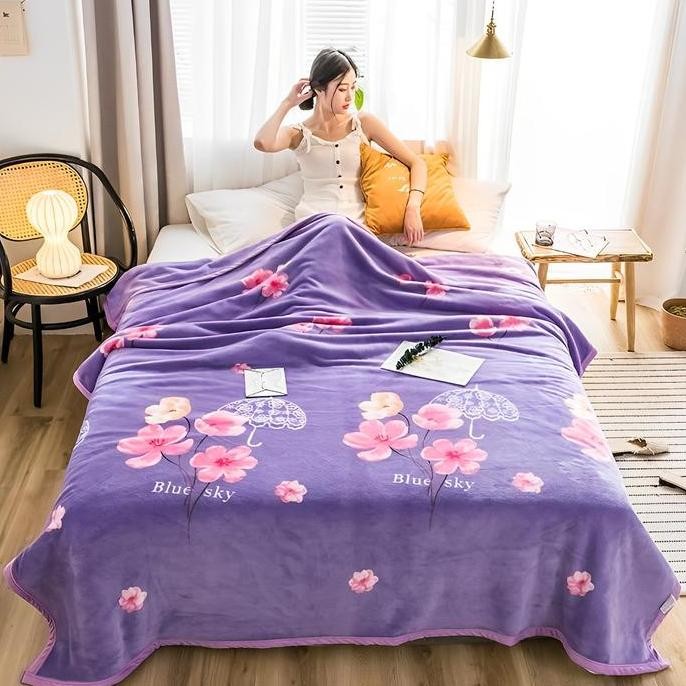 Selimut Bulu Halus Jumbo 200x230 Motif Kungu Super Tebal Pinggiran Full List Berkualitas Kado Kain