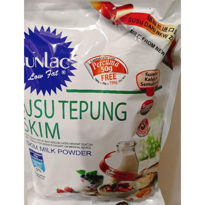 

SUNLAC LOW FAT TEPUNG SUSU SKIM 700 FREE 50 GR