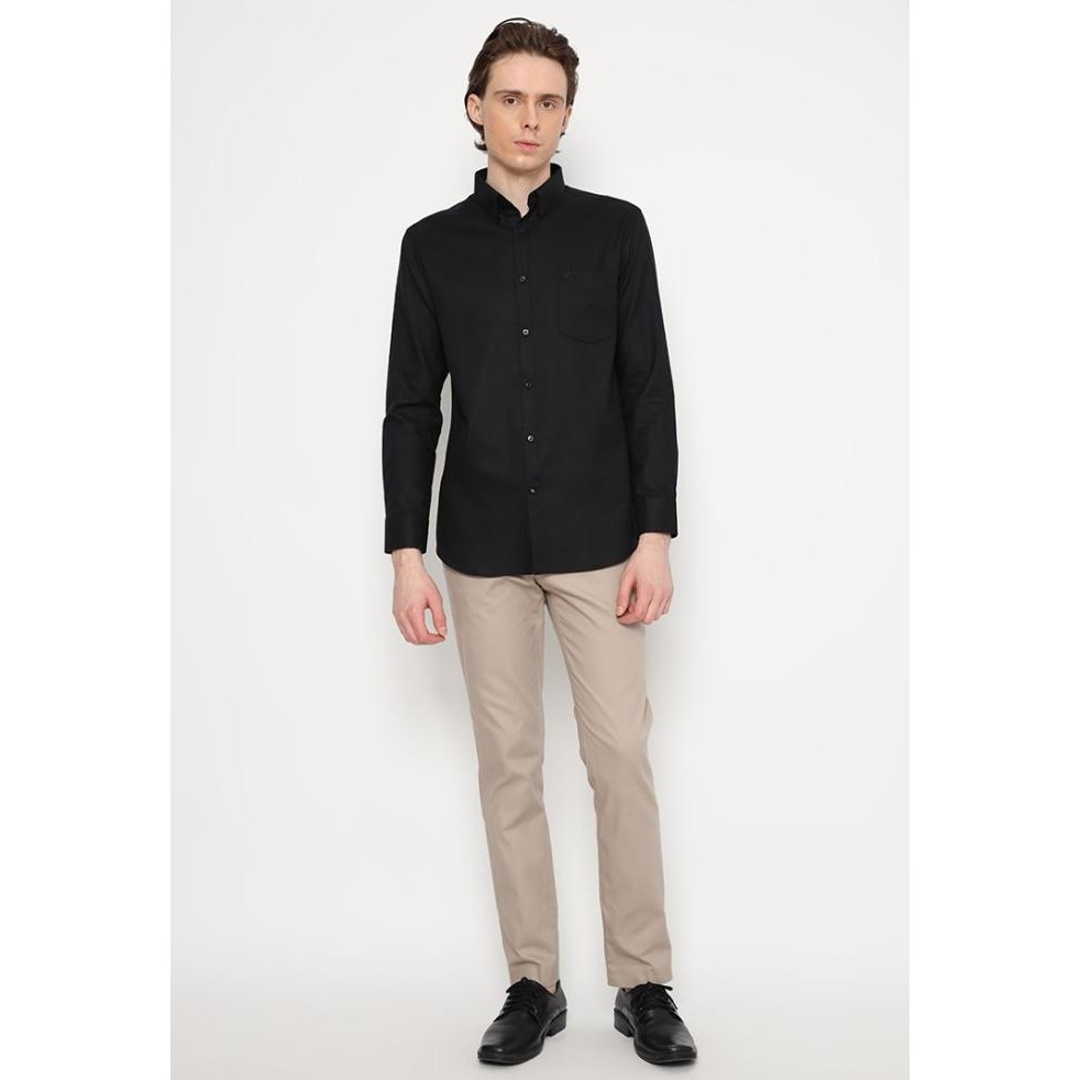 Promo Jobb Brioni Kemeja Pria Lengan Panjang Regular Fit Hitam 3
