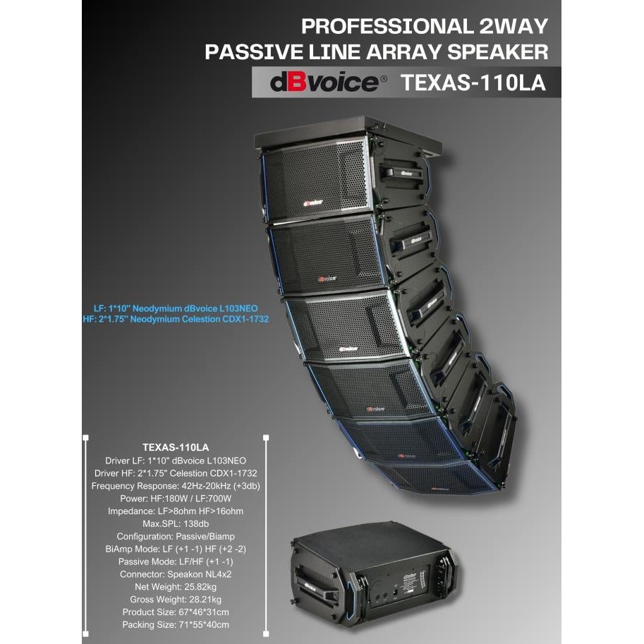 Terlaris Professional 2Way Passive Line Array Speaker Dbvoice Texas - 110La