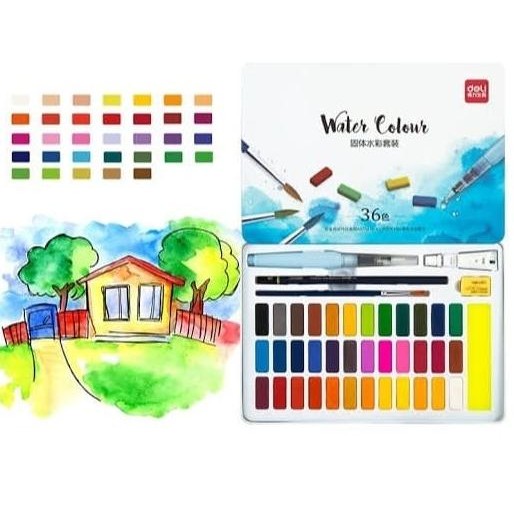 

CAT AIR SOLID PADAT PALET SET 36 WARNA DELI 73877 PLUS KUAS WATERCOLO