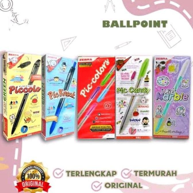 

Tersedia Grosir Selusin 12 Buah Zebra Piccolo Picollo Piccollo Picolo Piccolor Piccandy Picmarble Ballpoint Pen Pulpen