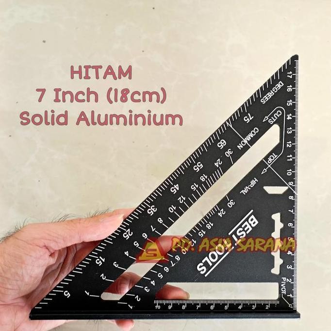 

siap kirim siku rafter speed square 18cm segitiga penggaris 7" inch aluminium hitam a10d01