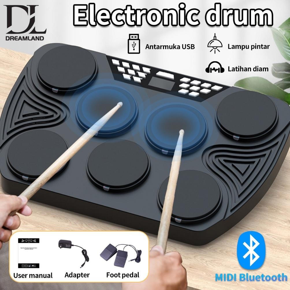 Digital Portabel Drum Roll Drum Elektronik Perkusi Elektronik Drum Kit Drum Jazz 7 Pad Drum Dengan M