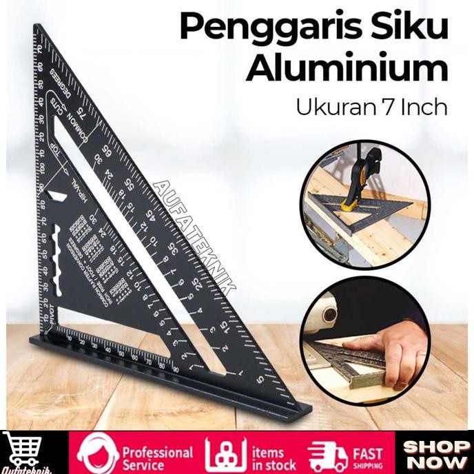 

siap kirim penggaris siku mistar triangle ruler aluminium 7 inch