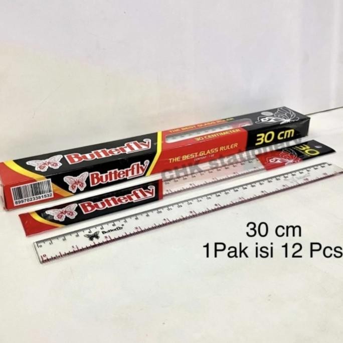 

siap kirim penggaris plastik butterfly ukuran 30cm ( 1 pack : 12pc )
