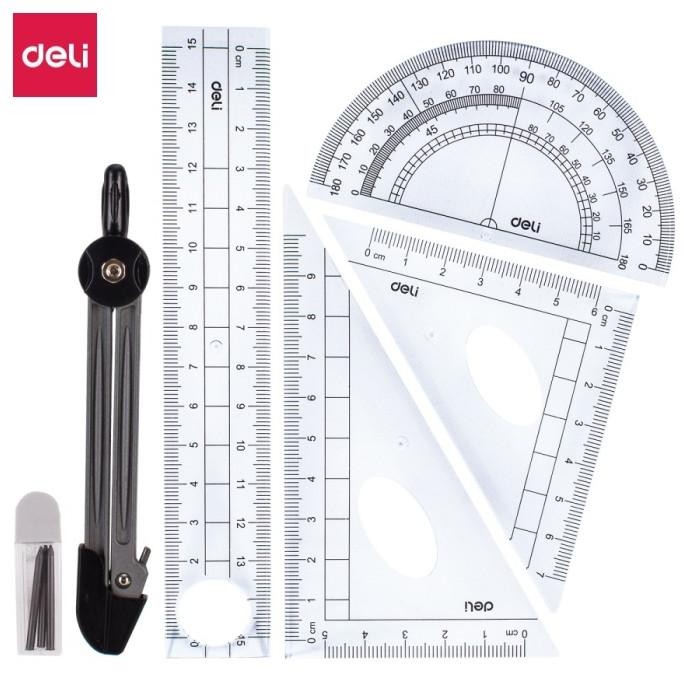 

siap kirim jangka sekolah set deli 9609 drafting set + penggaris