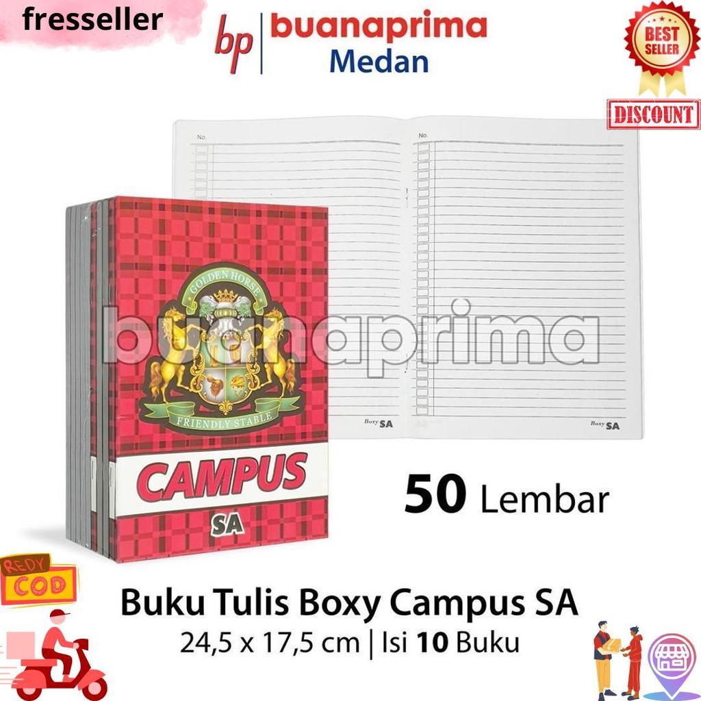

Buku Tulis Panjang Campus Sa 50 Lembar Boxy Isi 10 Buku Notebook Sekolah D Gratis Ongkir