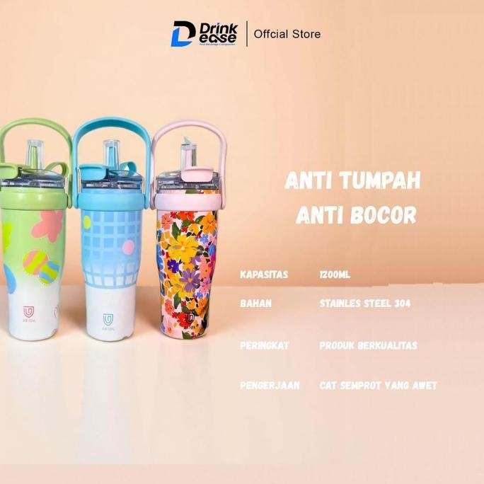 Tys [MAHOBIN] Tumbler Aesthetic Stainless Steel Botol Minum SUS 304 Anti Karat 1200ml / 1.2 Liter Ta