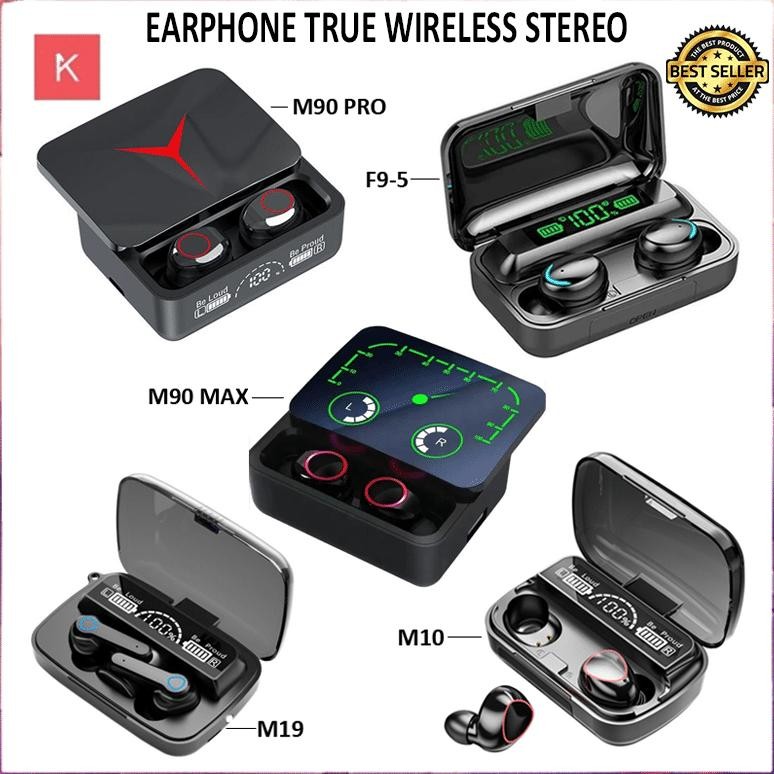 Ang Headset Bluetooth Tws Wireless Stereo Gaming M10/F9-5/M19/M90 Max/M90 Pro/M30 Pro Handsfree