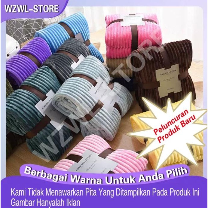 Selimut Bulu Dewasa Polos Salur 150x200/180x200 Terlaris Berkualitas