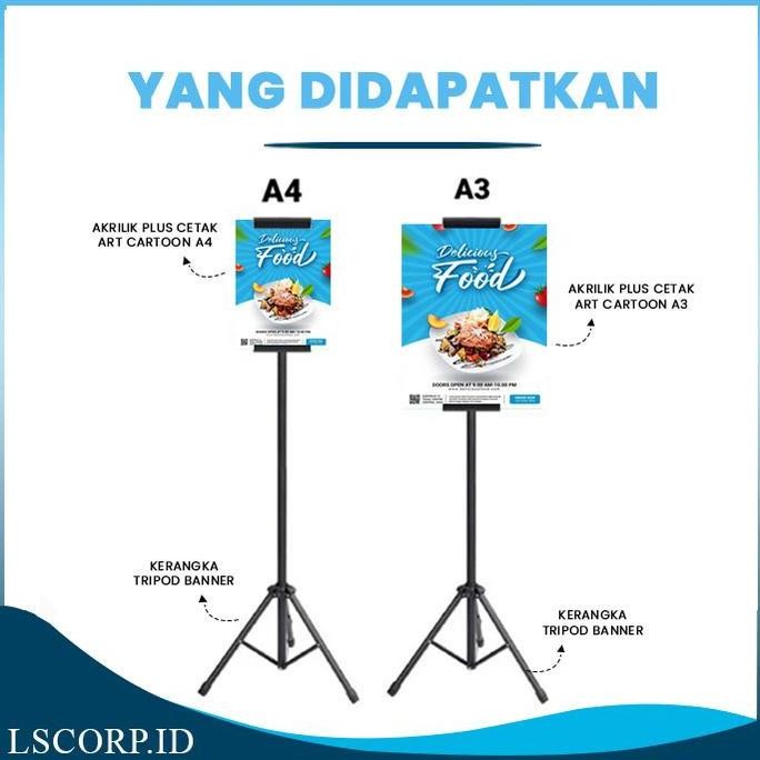 

Tripod Standing Banner Plus Cetak Akrilik Thicker Poster Art Carton A3 & A4 Acrylic Lipat 2 Mm New Stok
