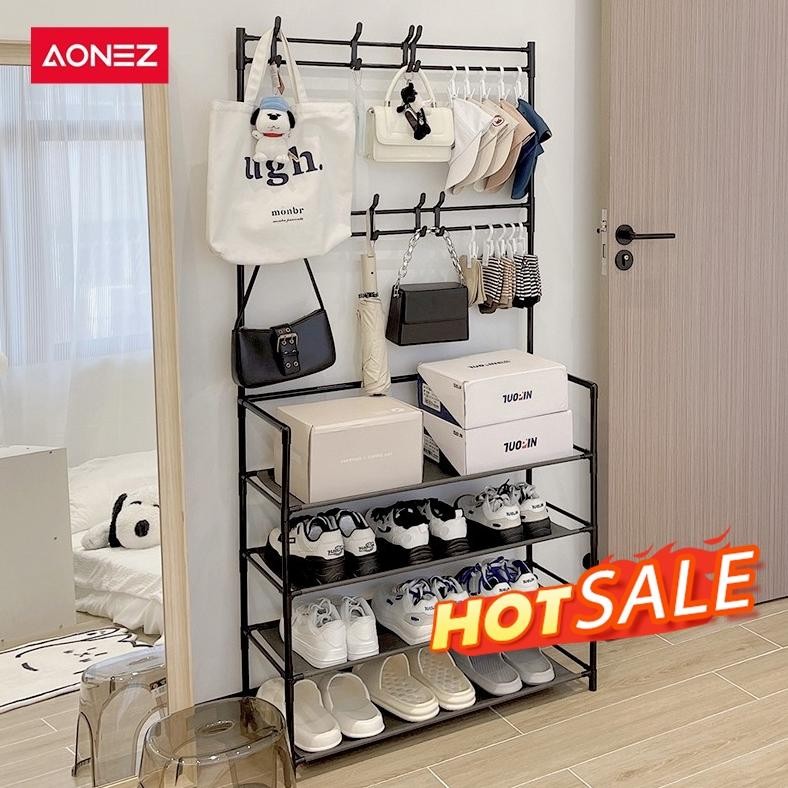 AONEZ Rak Sepatu  Rak Gantungan Baju  Rak Sandal Dan Sepatu Rak Sepatu Aesthetic Tempat Sepatu Rak S