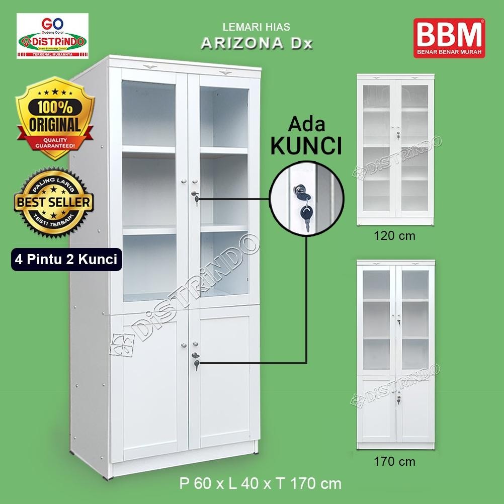 Bufet Lemari Hias Etalase Pintu Kaca + 2 Kunci Serbaguna Untuk Tas, Kosmetik, Konfeksi