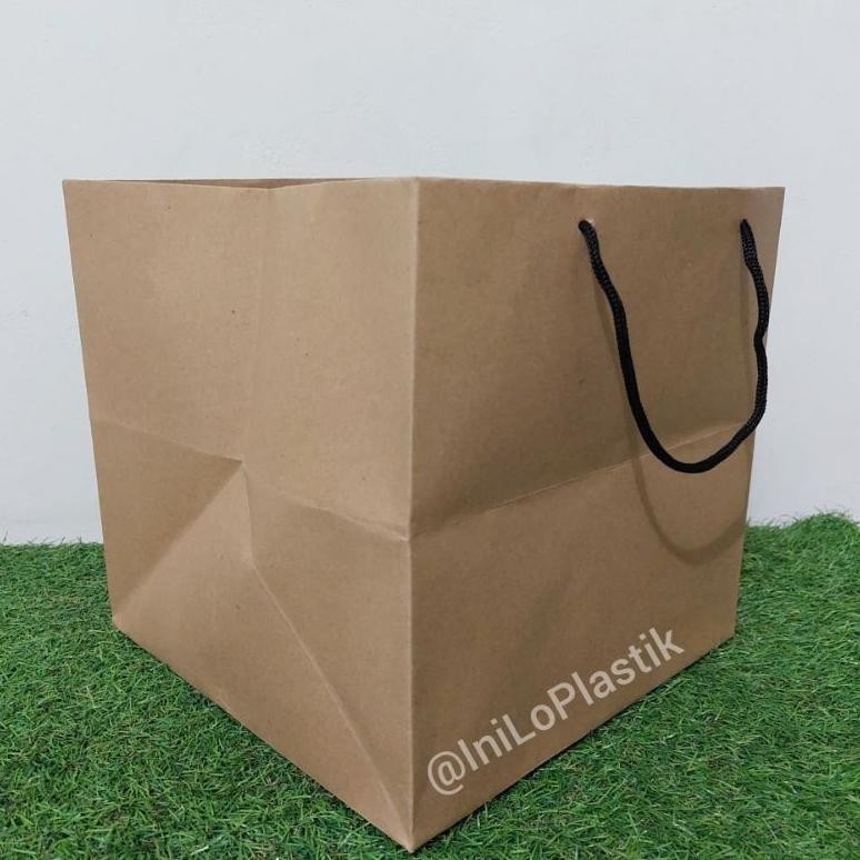 

Hj-64 @10Pcs Paper Bag 25X25X24 Craft Coklat Polos Paper Bag Tali Kur Termurah