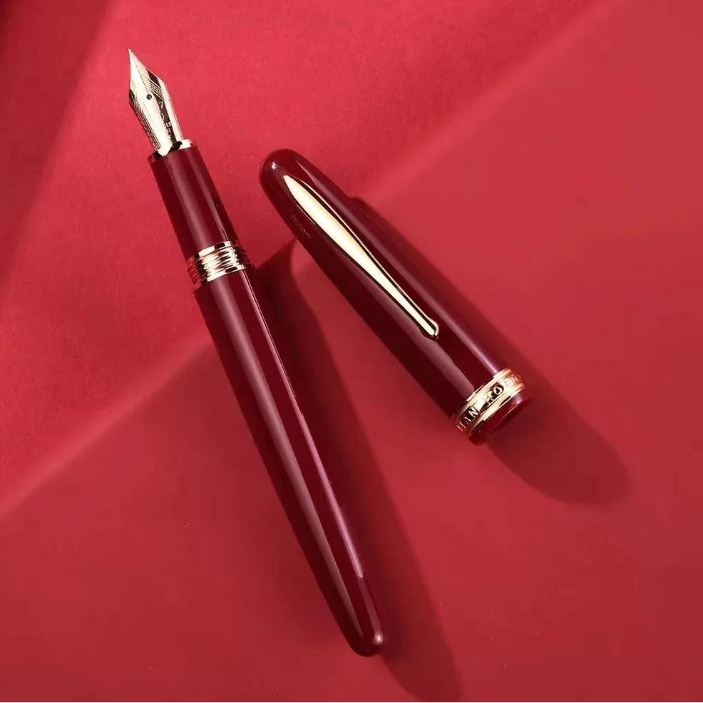 

Hongdian 1841 Fountain Pen Red Iridium Resin Ink Pen Ef/F Nibs Office Business Gift Pen For Writing School Supplies Stationery
