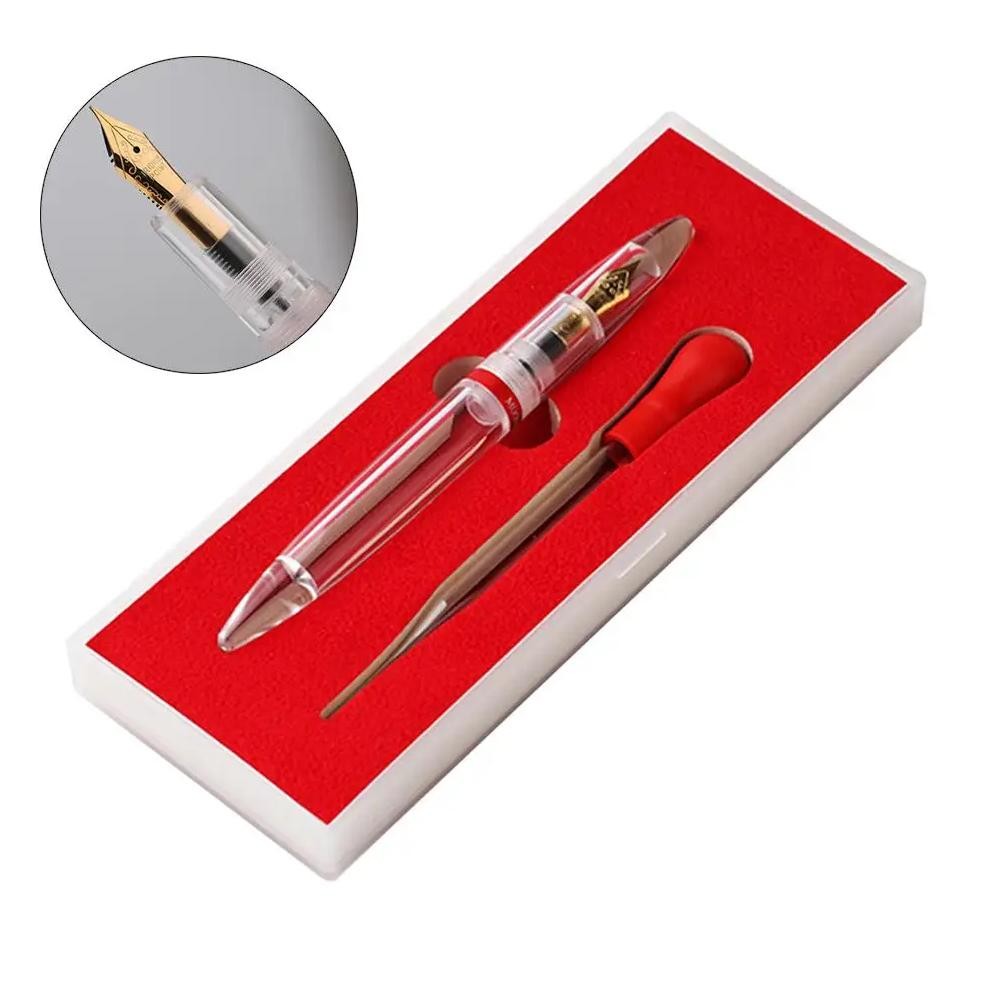 

M2 Transparent Eye Dropper Filling Fountain Pen 0.38Mm/0.5Mm Ef/F Nib Igh Capacity Inking Pens Students Writing Practice Tool