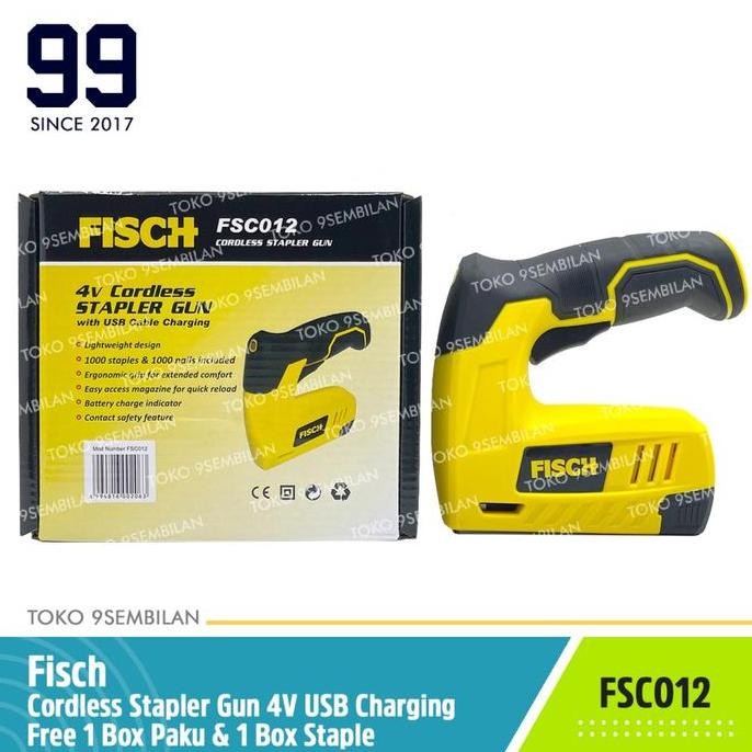 

fisch cordless stapler gun tembakan staples baterai tacker jok motor stationery