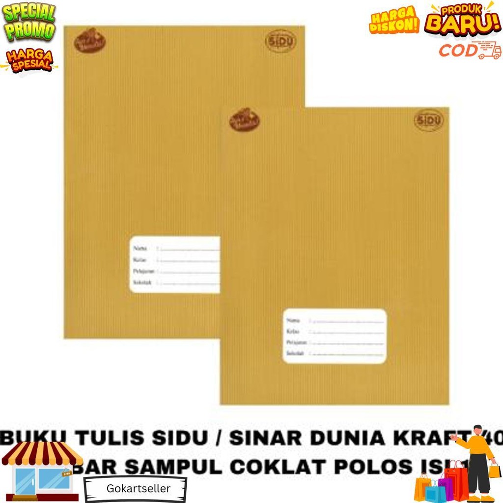 

(1 Pack) Buku Tulis Sinar Dunia / Sidu Kraft 40 Lembar Ukuran Kwarto - Buku Tulis Sidu Sampul Craft Coklat Polos 40 Lembar D Best Seller