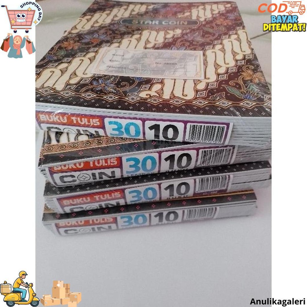 

(10Pcs) 1 Pak Buku Tulis Batik Star Coin Isi 30 Lembar D Gratis Ongkir